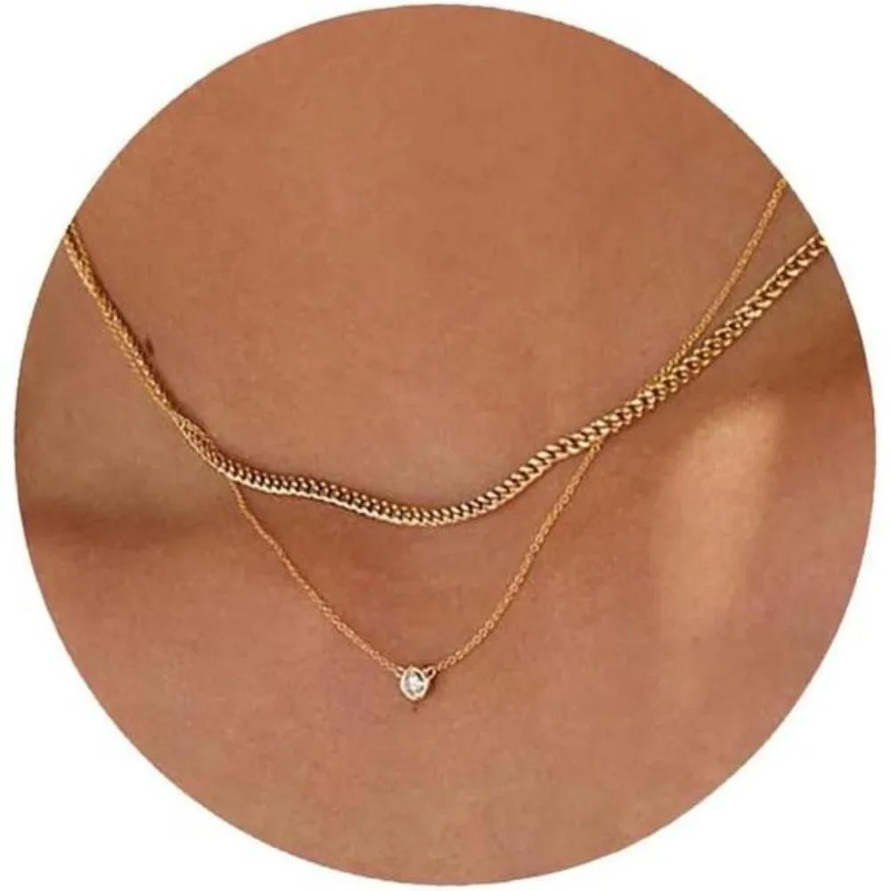 Diamond Necklaces for Women, Dainty 14k Gold/Sterling Silver Choker Necklace - Picture 1 of 6